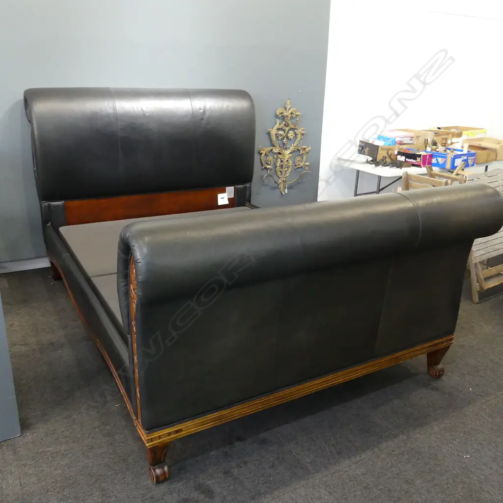 LEATHER SLEIGH BED FRAME 1690x2500x1360mm  QUEEN SIZE Image 1++