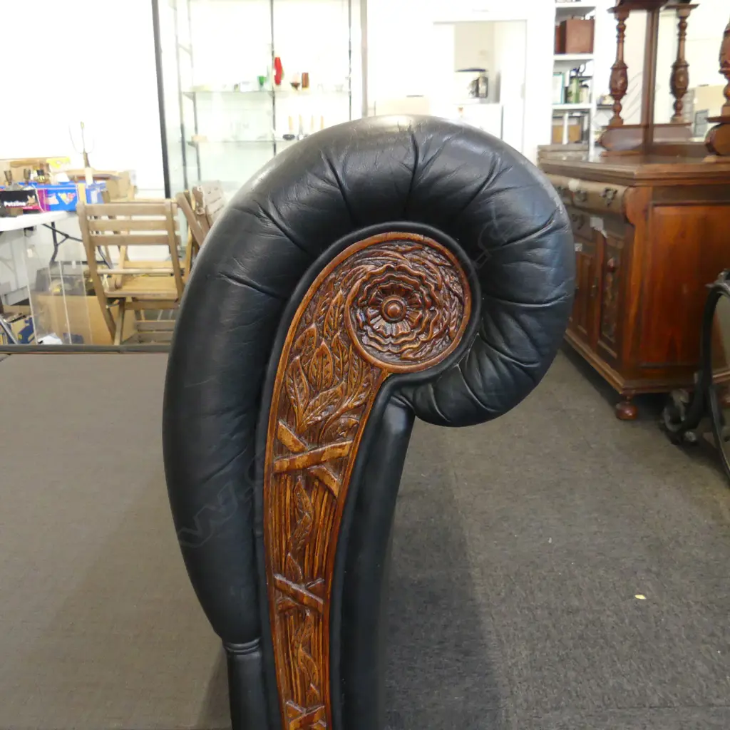 LEATHER SLEIGH BED FRAME 1690x2500x1360mm  QUEEN SIZE Image 1++