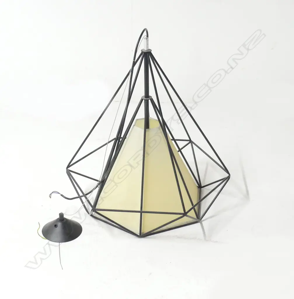 PENDANT LIGHT FITTING - BLACK METAL FRAME H.540mm Image 1++