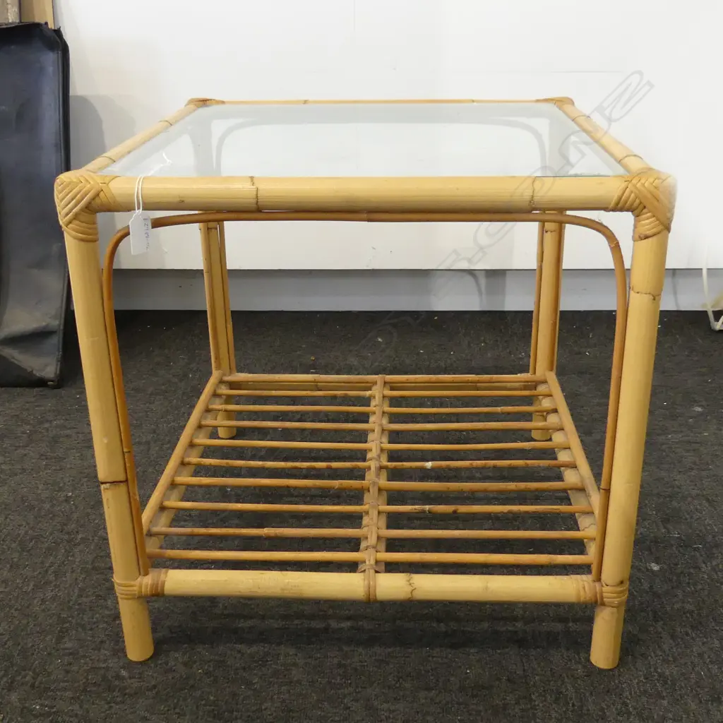 CANE SQUARE TABLE GLASS TOP Image 1++