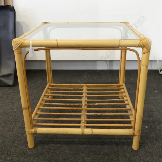 CANE SQUARE TABLE GLASS TOP
