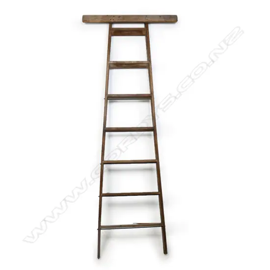 VINTAGE WOODEN LADDER 7 STEP, H. 2000mm, SOME FAULTS TO FIRST STEP