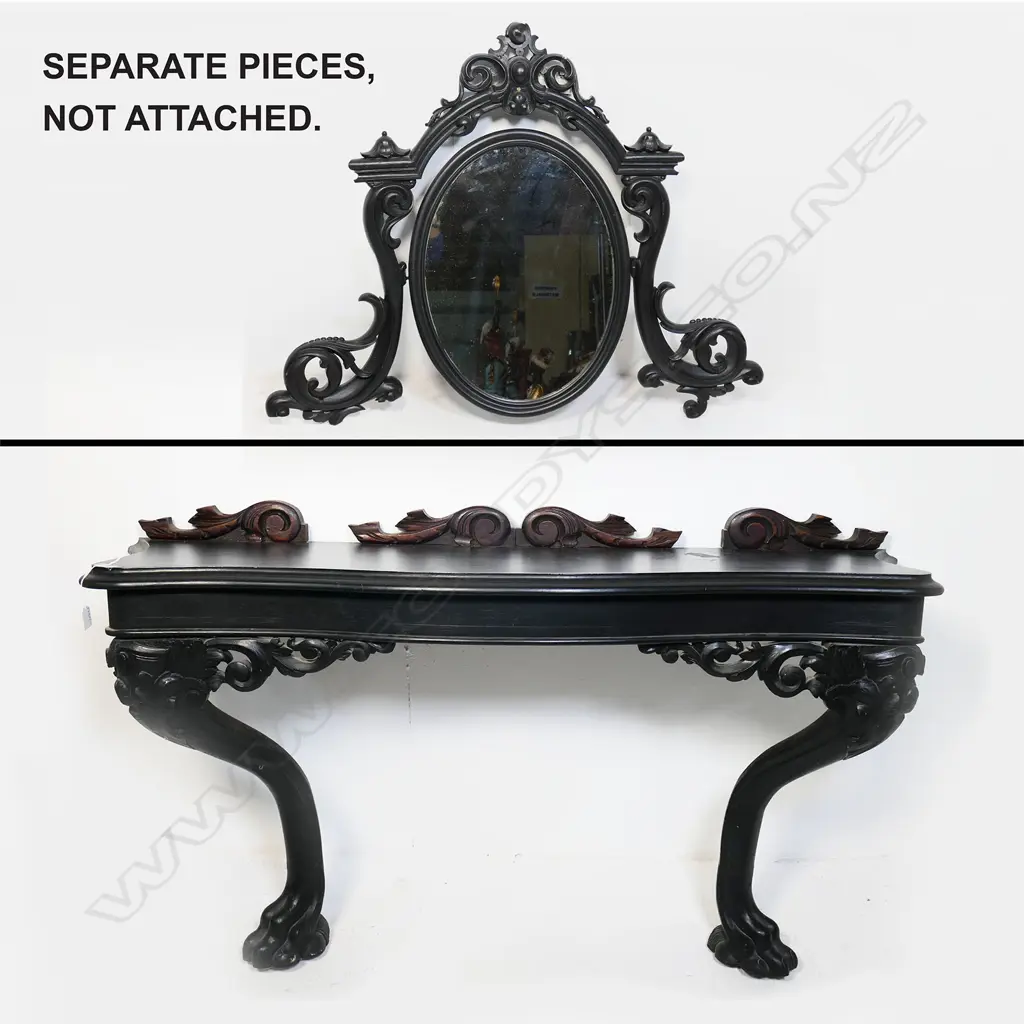 VICTORIAN EBONISED TABLE w. MIRROR (UNATTACHED) (with faults) Image 1++