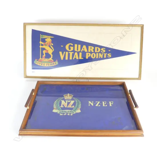N.Z.E.F TRAY 330x485mm, FRAMED FLAG 'GUARDS VITAL POINTS L.580mm
