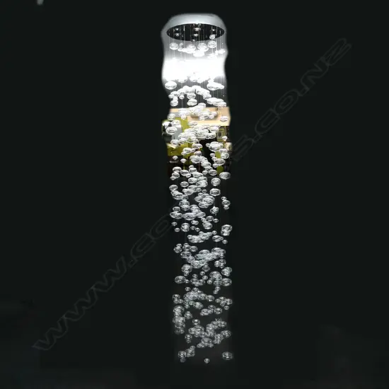 CONTEMPORARY CEILING LIGHT FITTING w. WIRE SUSPENDED GLASS BAUBLES H.2.2m (possibly minor losses)