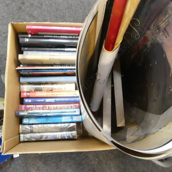 TITANIC BOOKS, POSTERS, 2 WALKING STICKS