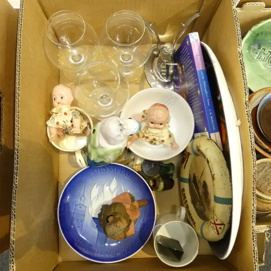 BABIES, DRINKING GLASSES, COCKATOO LAMP ETC