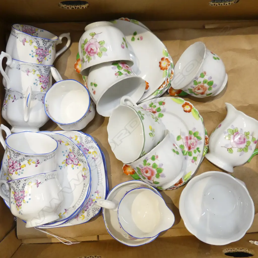 R/A  FLORAL TEASET CREAM & SUGAR &  UNMARKED PART TEASET Image 1++
