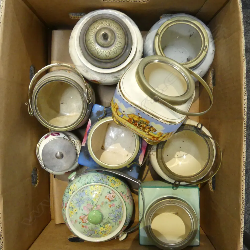 BOX LOT  EDWARDIAN BISCUIT BARRELS NO LIDS FAULTS ETC Image 1++