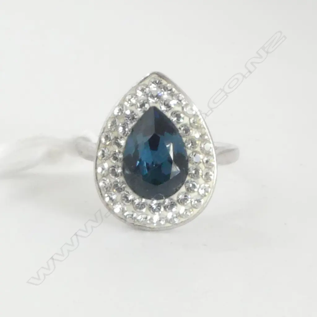 STG SILVER BLUE GEMSTONE RING 4.2gms  SIZE N 1/2 Image 1++