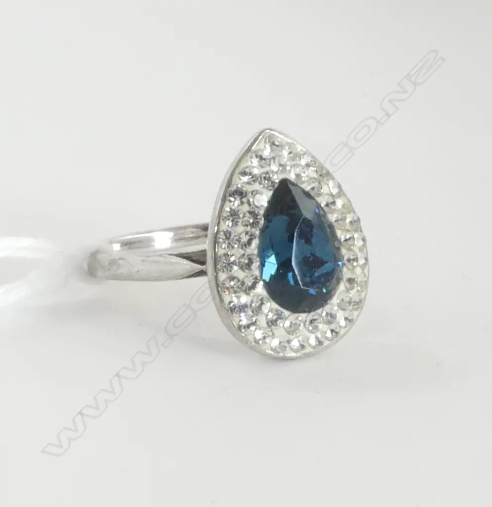 STG SILVER BLUE GEMSTONE RING 4.2gms  SIZE N 1/2 Image 1++