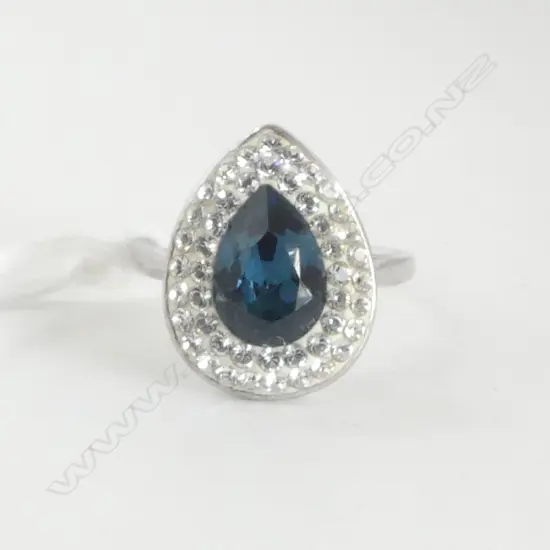 STG SILVER BLUE GEMSTONE RING 4.2gms  SIZE N 1/2