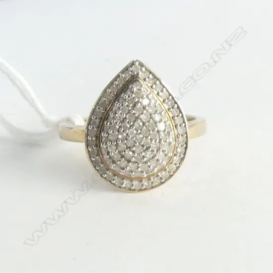9ct DIAMOND CLUSTER RING 2.4gms SIZE N