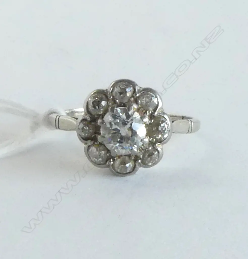 18CT W/G & PLAT DIAMOND RING 2.9gms  SIZE O Image 1++