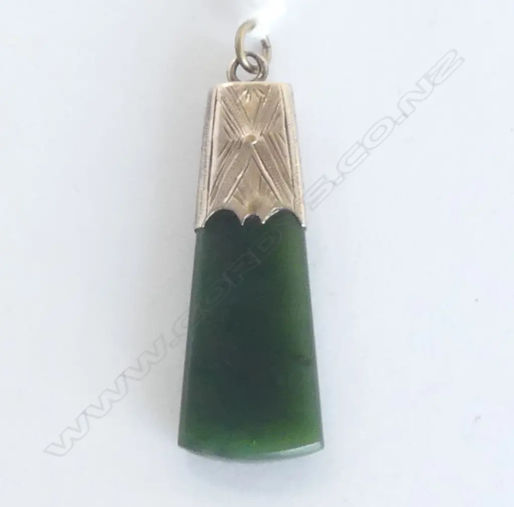 GOLD & GREENSTONE PENDANT L.40mm Image 1++