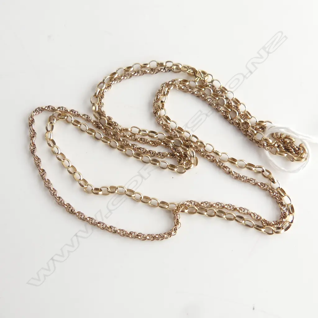 2 GOLD CHAINS w. 1 SPRING CLASP, 9CT & 8CT 9.9gms Image 1++