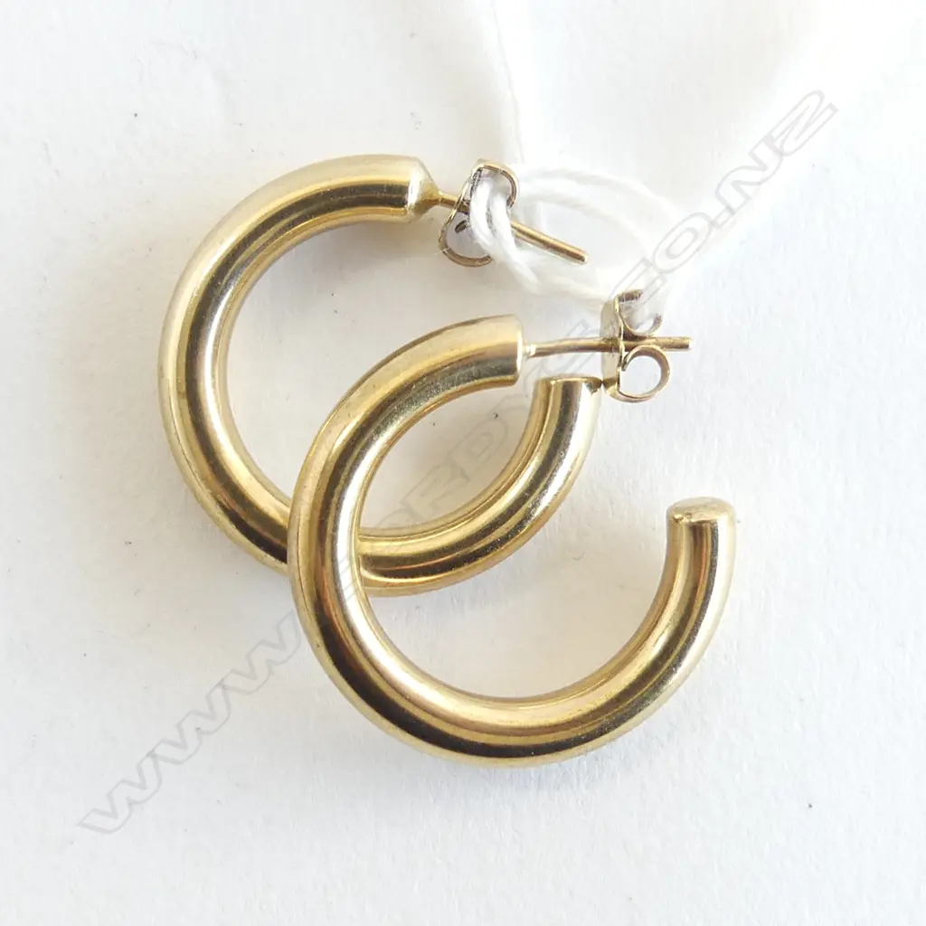 PR 9ct YELLOW GOLD HOOP EARRINGS 4.5gms Image 1++