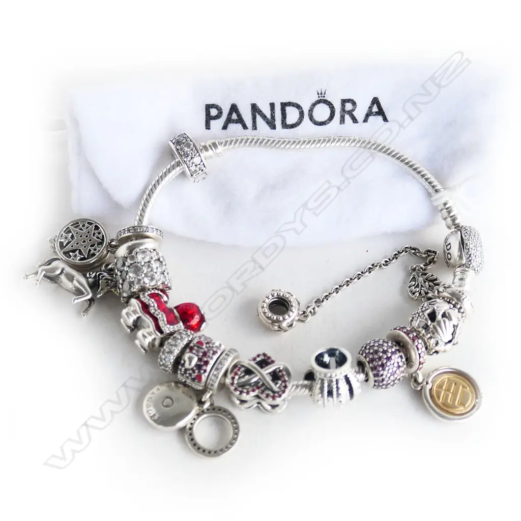 PANDORA BRACELET + ASST. CHARMS Image 1++