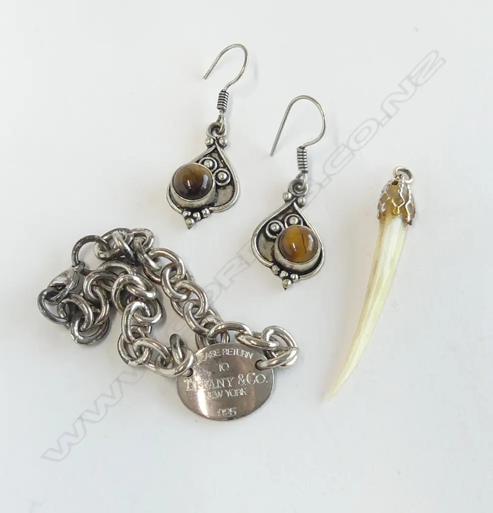 ' TIFFANY' ? SILVER BRACELET + PR ETHNIC SILVER EARRINGS + BIRD BEACK PENDANT Image 1++