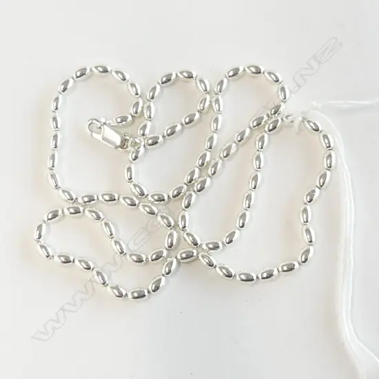 SILVER NECK CHAIN OVAL BEAD LINKS L.480mm