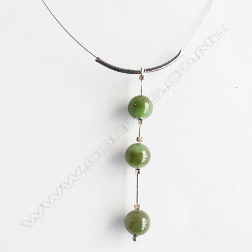 SILVER & POUNAMU NECKLACE new old stock Image 1++