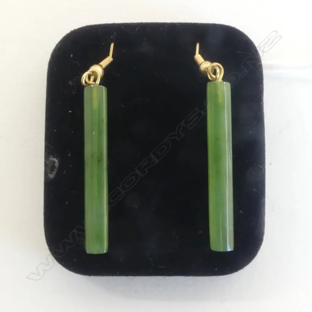 PR POUNAMU & GOLD? DROP EARRINGS new old stock Image 1++