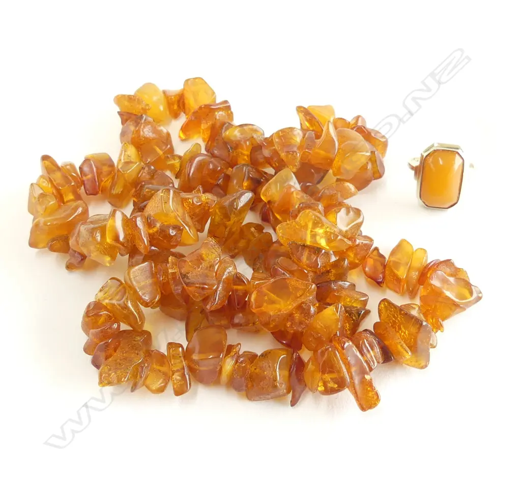 BALTIC AMBER NECKLACE & RING SIZE M Image 1++