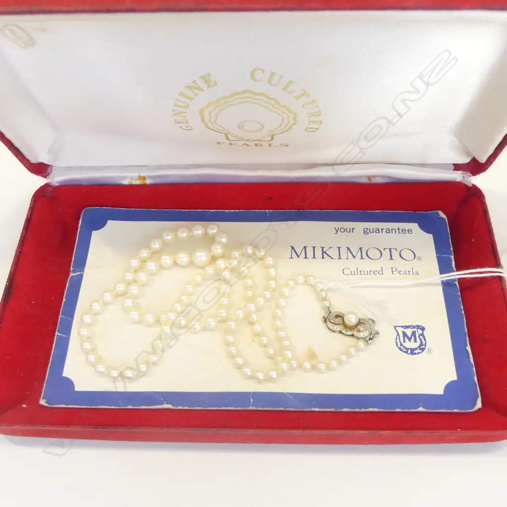 MIKIMOTO GRADUATED PEARL NECKLACE - with Mikimoto guarantee Image 1++