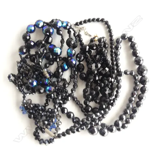 5 BLACK CRYSTAL NECKLACES