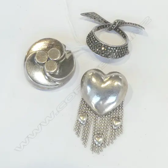 3 STG SILVER DESIGNER BROOCHES