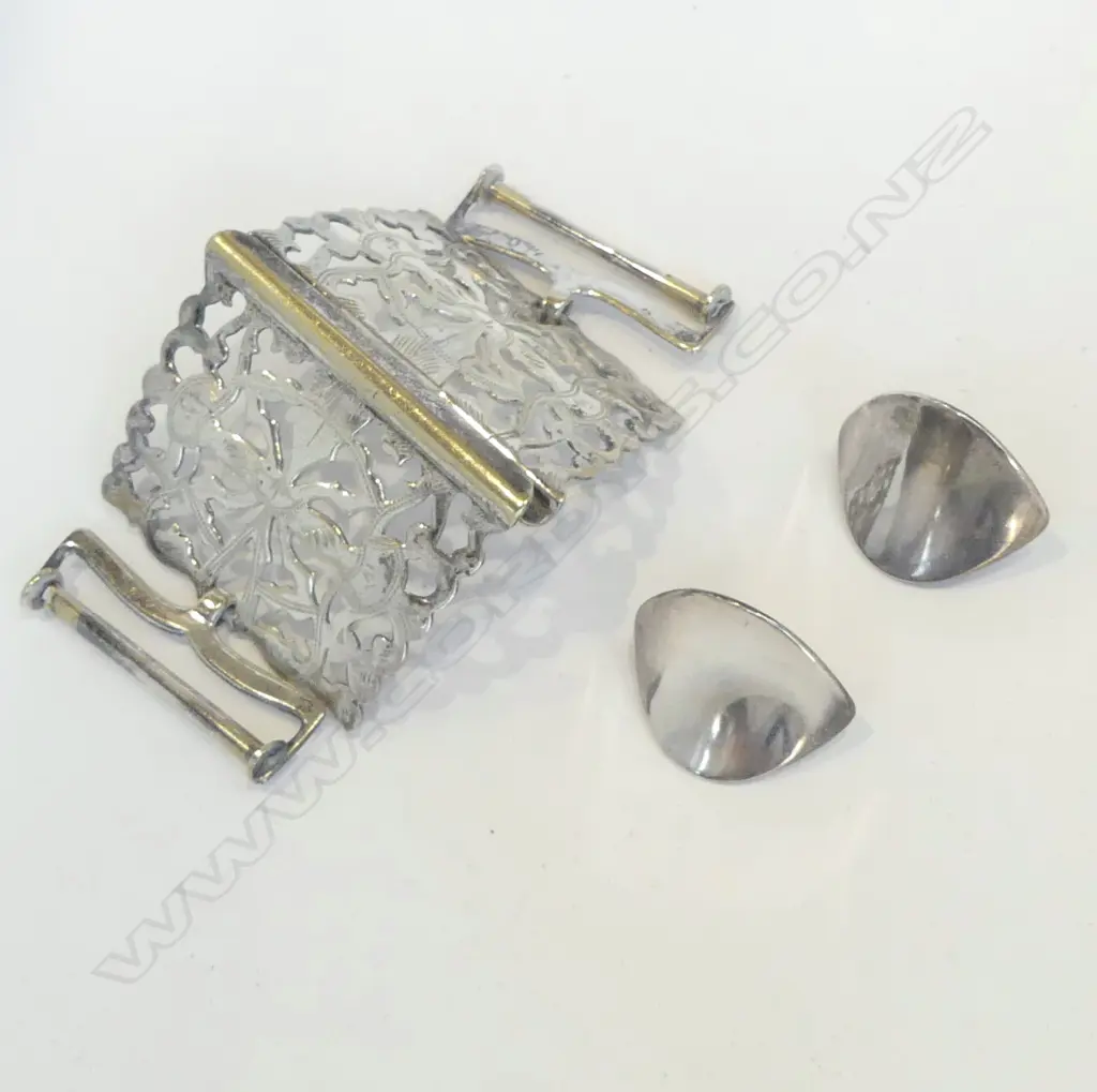 PR GEORG JENSEN STG SILVER EARRINGS 16.5gms + EP BELT BUCKLE Image 1++