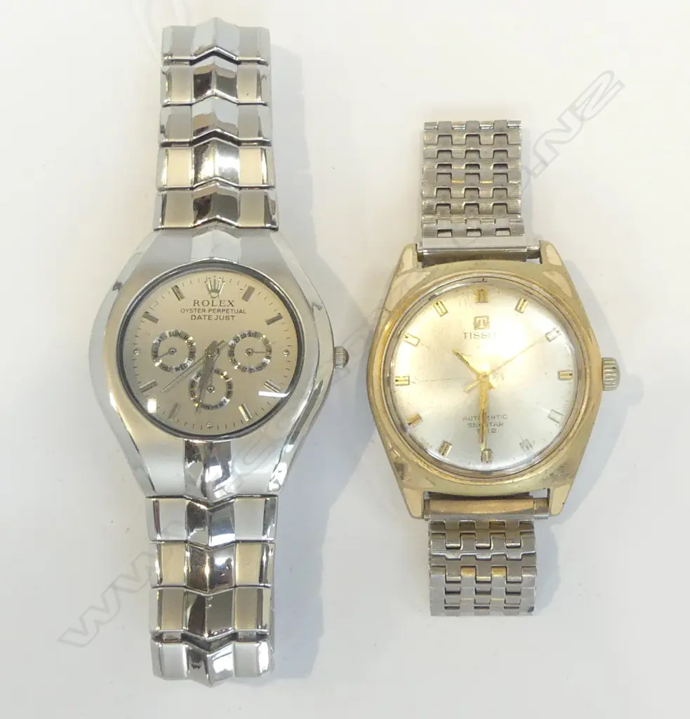 2 GENT'S WRISTWATCHES: R***X COPY + VINTAGE TISSOT Image 1++