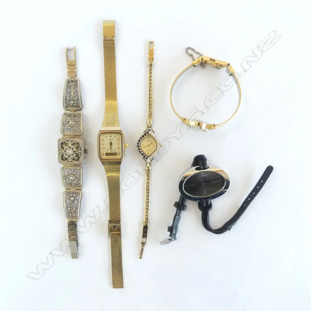5 LADIES WRIST WATCHES; GP CITIZEN, PULSAR, CHRISTIAN BERNARD + 2 OTHER Image 1++