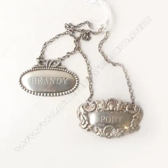 2 S/SILVER BOTTLE TICKETS PORT & BRANDY 19G