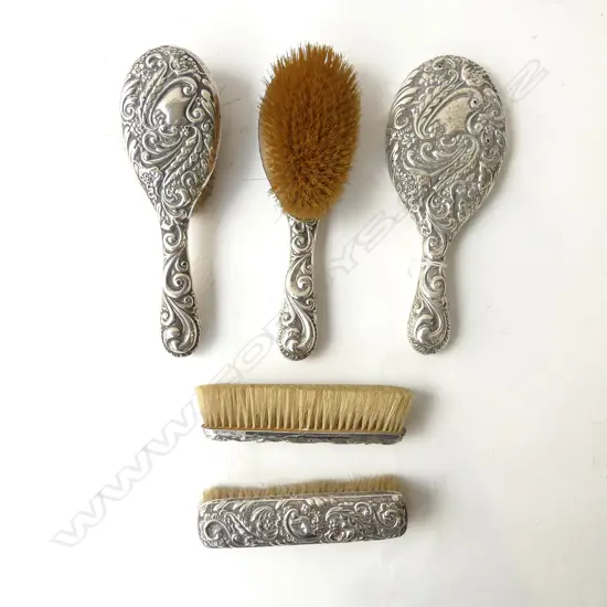 5PC S/SILVER BACKED BRUSH MIRROR DRESSING TABLE SET AF