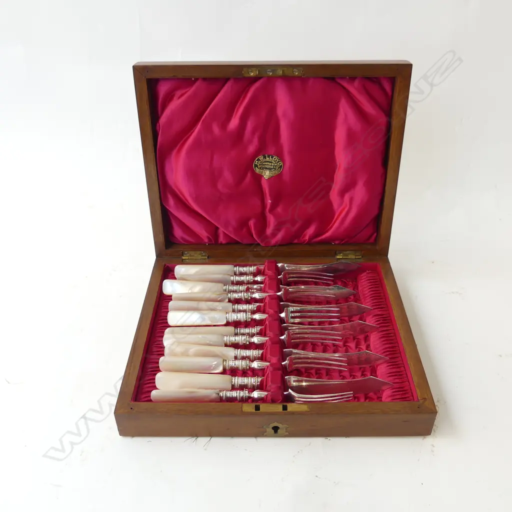12 PCE FRUIT SET, MoP HANDLES, CASED Image 1++
