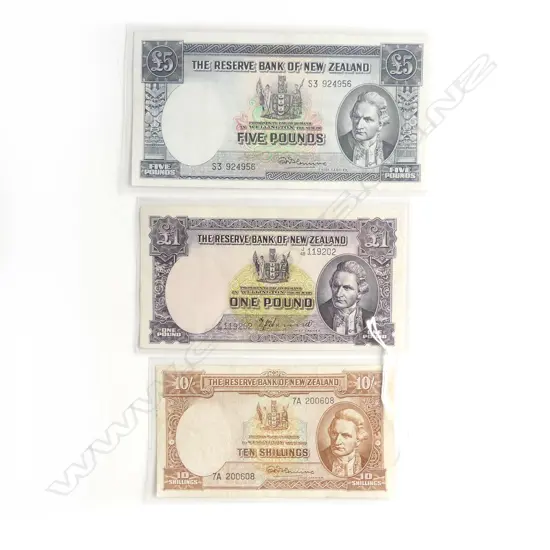 3 VINTAGE NZ BANK NOTES 1,5 & 10