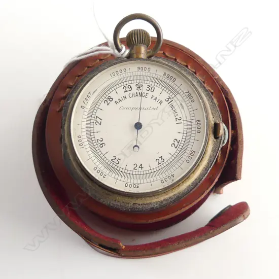 CASED ANTIQUE POCKET BAROMETER