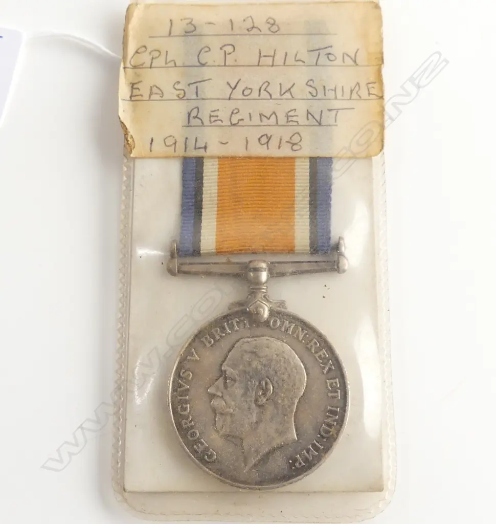 WW1 SERVICE MEDAL CPL C P HILTON EAST YORKSHIRE REDG Image 1++