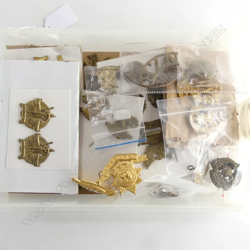 SMALL TRAY OF 40 MILITARY HAT BADGES SHOULDER BADGES ETC Image 1++