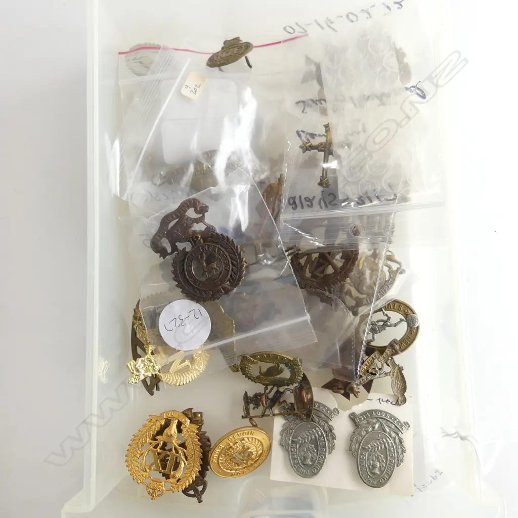 SMALL TRAY OF 40 MILITARY HAT BADGES SHOULDER BADGES ETC Image 1++