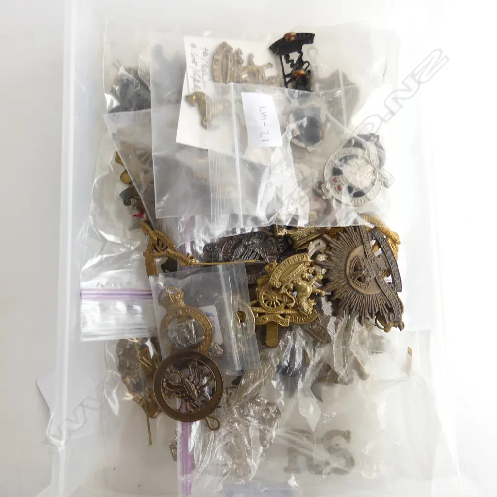 SMALL TRAY OF 40 MILITARY HAT BADGES SHOULDER BADGES ETC Image 1++