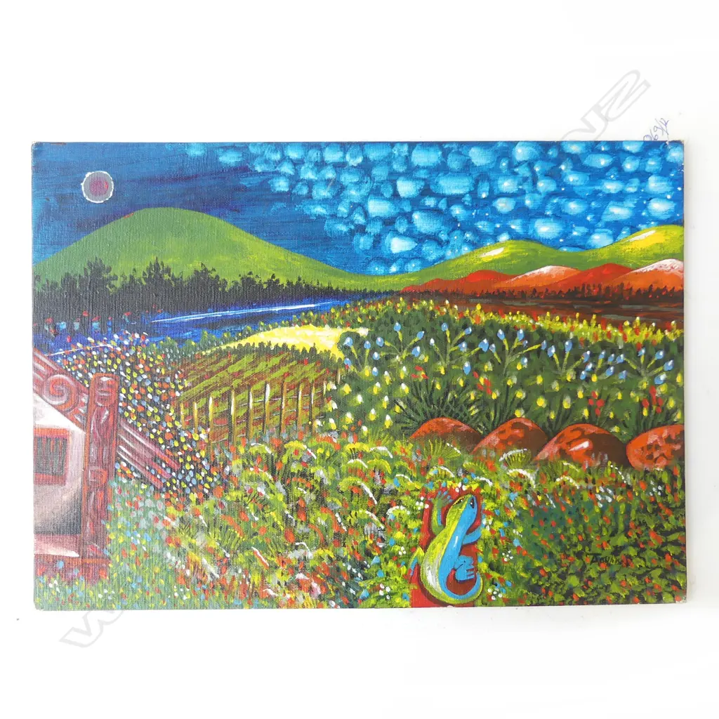 ALLAN TAYLOR 'WANGANUI LANDSCAPE' ACRYLIC ON BOARD 255x355mm UNFRAMED Image 1++