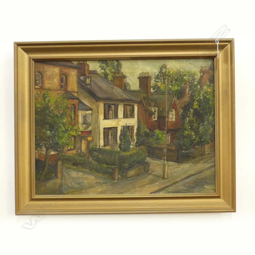 ARTIST UNKNOWN, ENGLISH? STREET SCENE, OIL ON CANVAS 295x395mm Image 1++