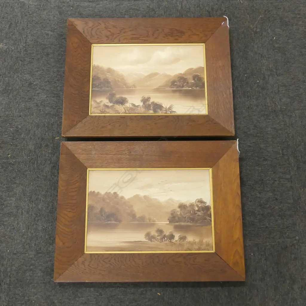 2 F. FENWICK COLONIAL OIL ON BOARD LANDSCAPES 285x435mm Image 1++