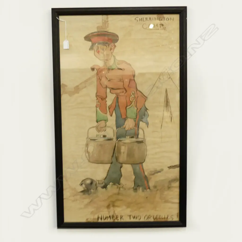 WW1 W/C CARTOON SHERRINGTON CAMP  NUMBER 2 ORDERLIES H930MM W550 SOME DISTESS Image 1++
