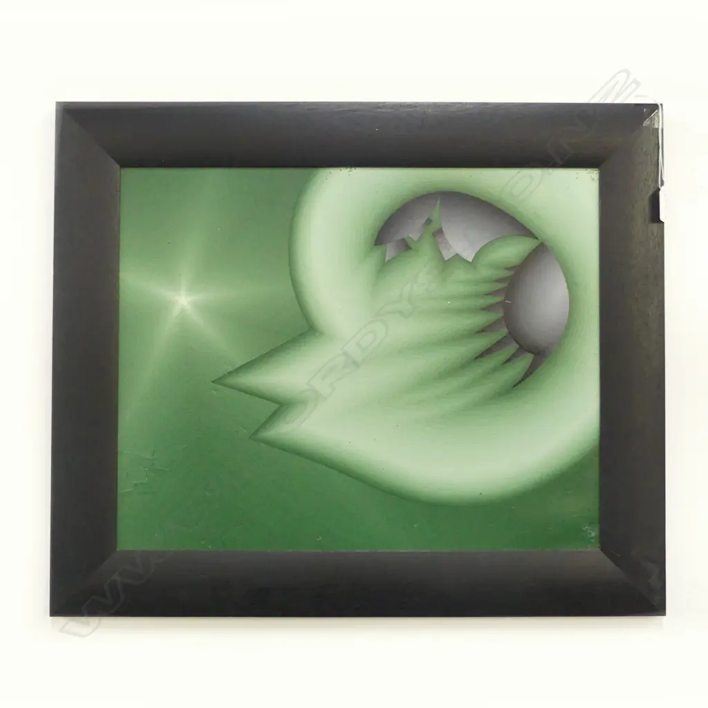 LLOYD HILLYER, GREEN ABSTRACT, OIL ON BOARD 390x490mm Image 1++