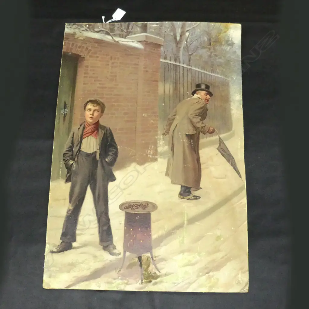 ANTIQUE PEARS ADVERTISING PRINT ON CARD, ‘THE SNOWBALL – GUILTY OR NOT GUILTY’, C. 1906 SOME WEAR, L.690MM W.460MM Image 1++