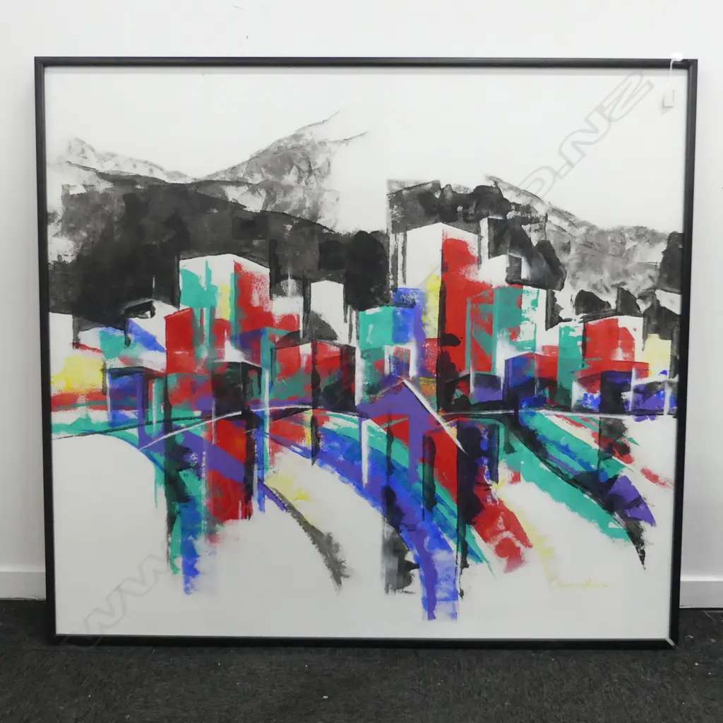 LARGE MODERN OIL CITYSCAPE BY SUZANNE HERSCHELL H1100 L1200MM Image 1++