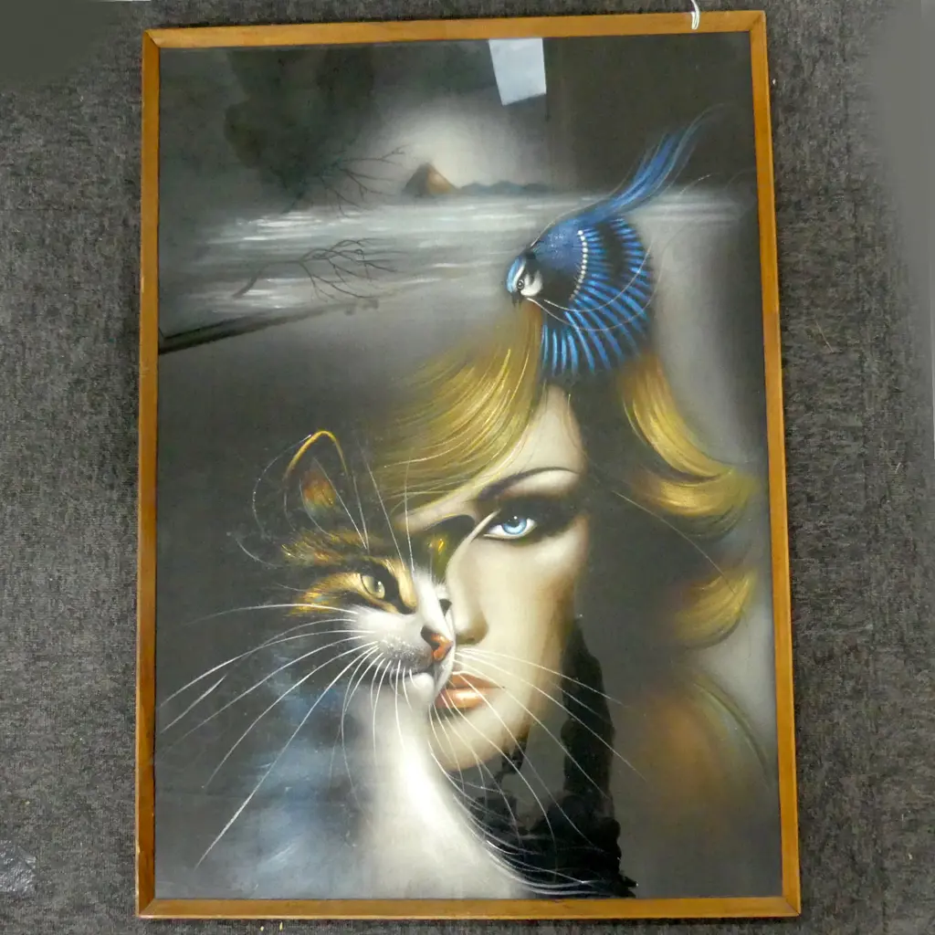 MYTHICAL PAINTING ON FELT [ARTIST UNKNOWN] 660X930mm Image 1++
